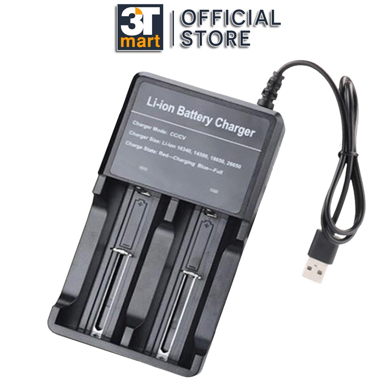 Bộ sạc đôi nhanh C'mon Power cáp USB đa năng dùng cho các loại pin li-ion 18650 16340 14500