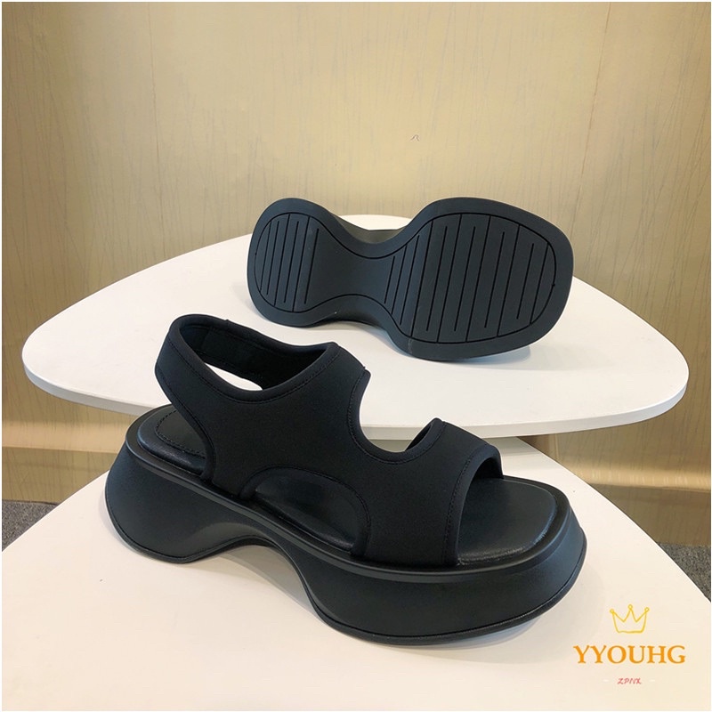 (CÓ SẴN ĐEN) Dép sandals nữ cut out độc lạ đế cao 5cm chiến binh phong cách cool ngầu