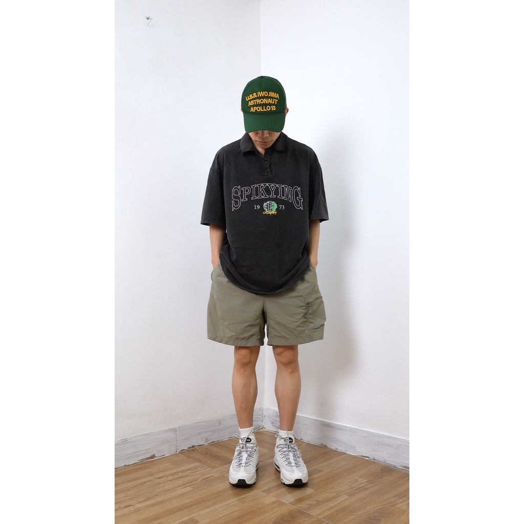 Áo Polo Wash hình thêu Oversize Unisex
