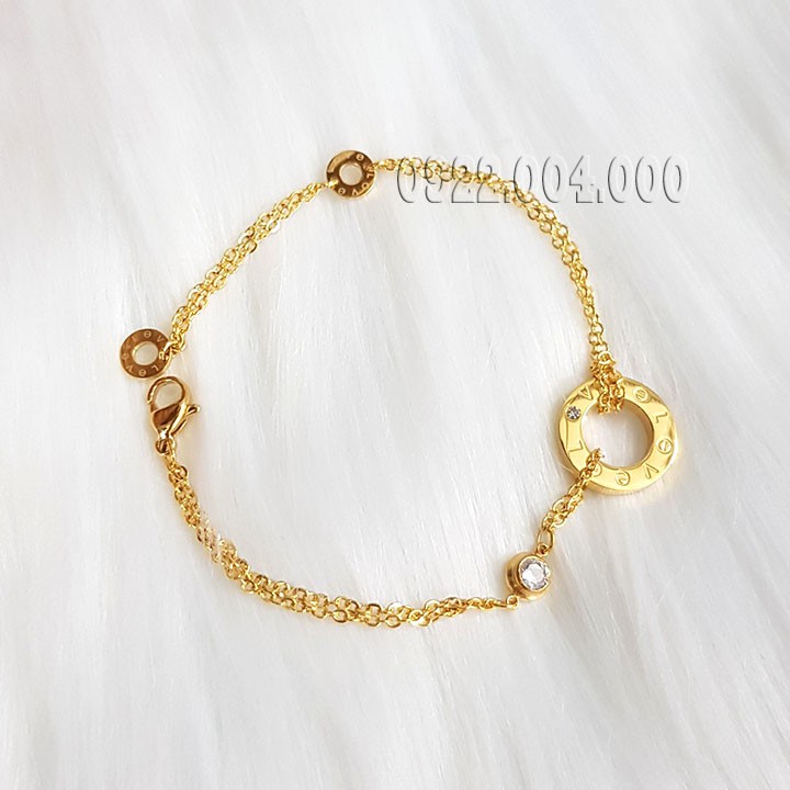 Lắc tay mặt khoen tròn khắc chữ Love, lắc tay nữ LZ1601.