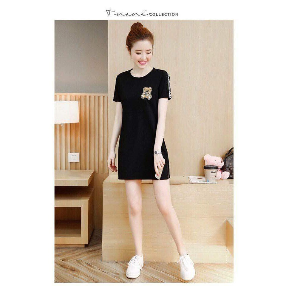 ĐẦM SUÔNG THUN HOA TIẾT GẤU THÊU SANG TRỌNG CÓ SIZE LỚN XXL - HÀNG NHẬP KHẨU