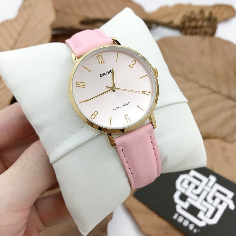 Đồng hồ nữ Casio LTP-VT01 / LTP-VT01GL-4B dây da, size 34mm, chống nước 50m, hàng chính hãng