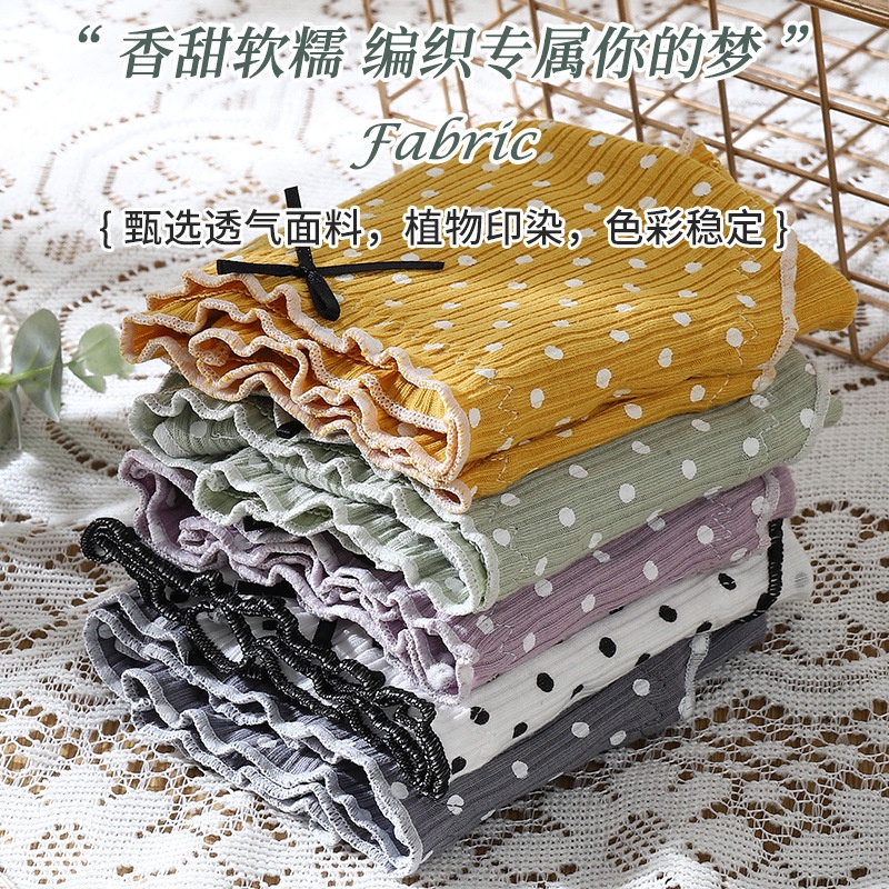 Quần Lót cotton Lưng Vừa Họa Tiết Chấm Bi Dễ Thương Cho Nữ Sinh