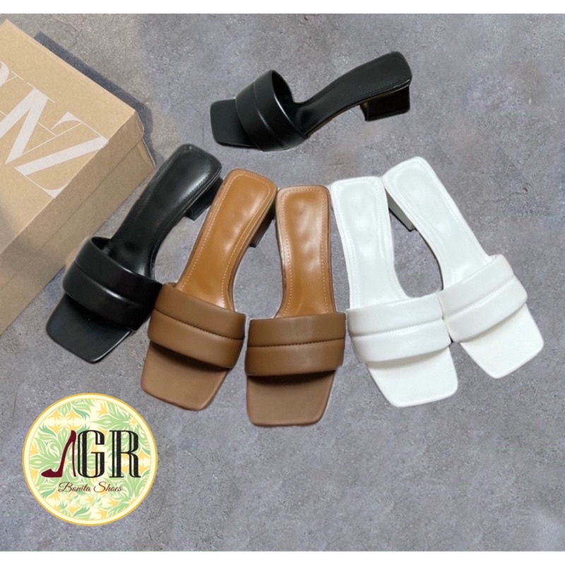 Guốc bản chỉ viền giữa gót vuông 3 cm xinh xắn