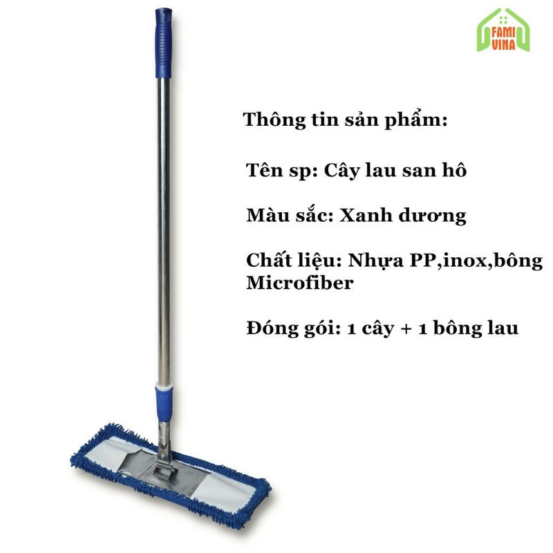 Chổi lau nhà công nghiệp inox size 45cm, 60cm chính hãng