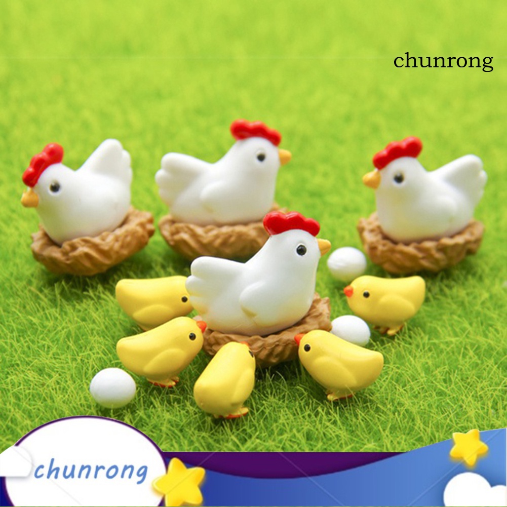 Cr- Set 12 Tượng Gà Đẻ Trứng Trang Trí Sân Vườn