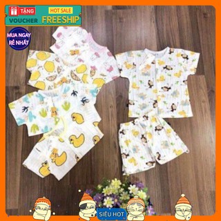 Sét 5 bộ cotton giấy cho bé từ 5-15kg cài khuy giữa - quần áo sơ sinh