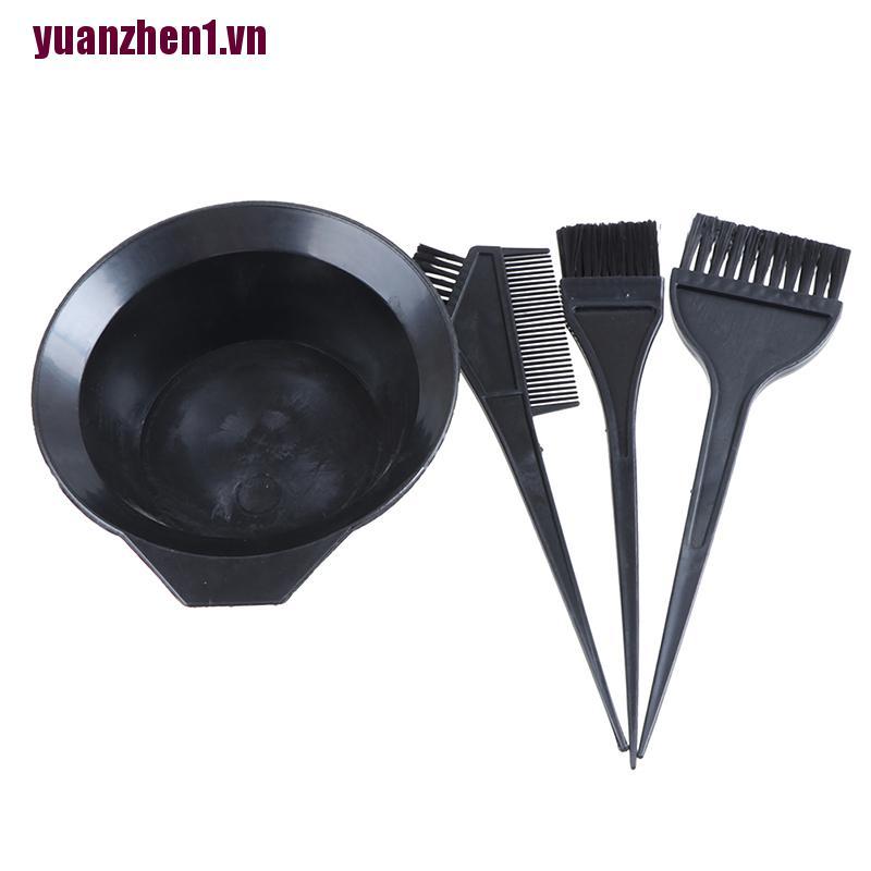 Bộ 4 Dụng Cụ Nhuộm Tóc Gồm Bát + Lược + Lược Chải Màu Tiện Dụng yuanzhen1