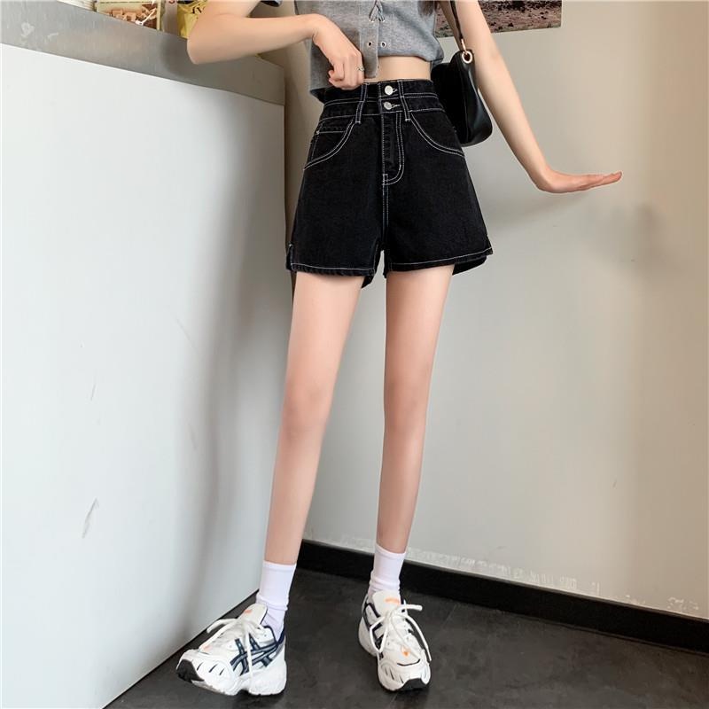 Quần Short Denim Lưng Cao Ống Rộng Thời Trang Mùa Hè Phong Cách Hàn Quốc Cho Nữ