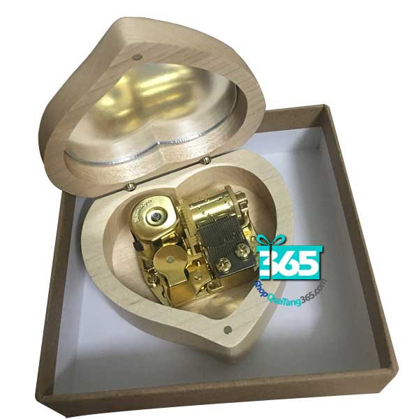 Hộp Nhạc Gỗ Sồi Sankyo Máy Màu Vàng , Hộp Nhạc Dây Cót, Phát Nhạc Gỗ Vàng - HNC01