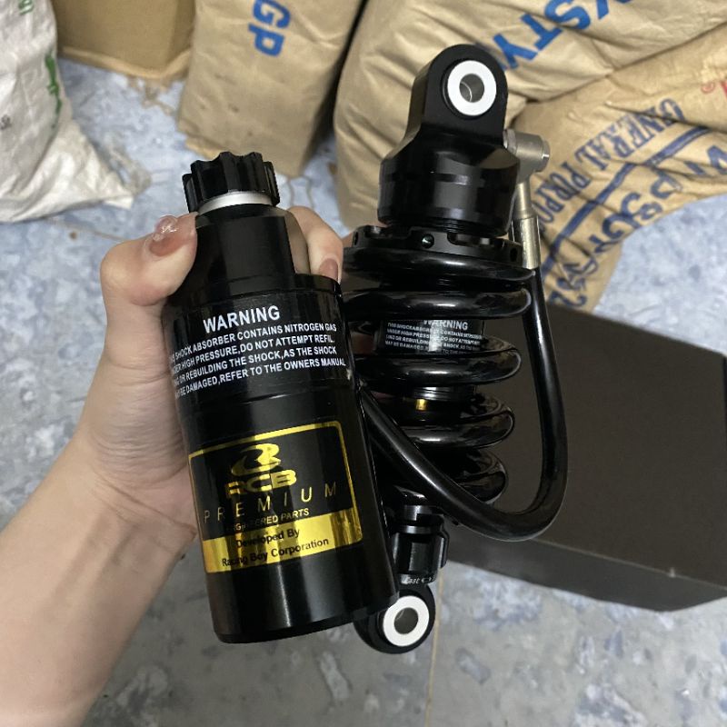 Phuộc nhún sau RCB bình dầu FULL ĐEN  cho các xe Ex 135 ex 150 ex 155 Winner x Winner V1 Sonic...