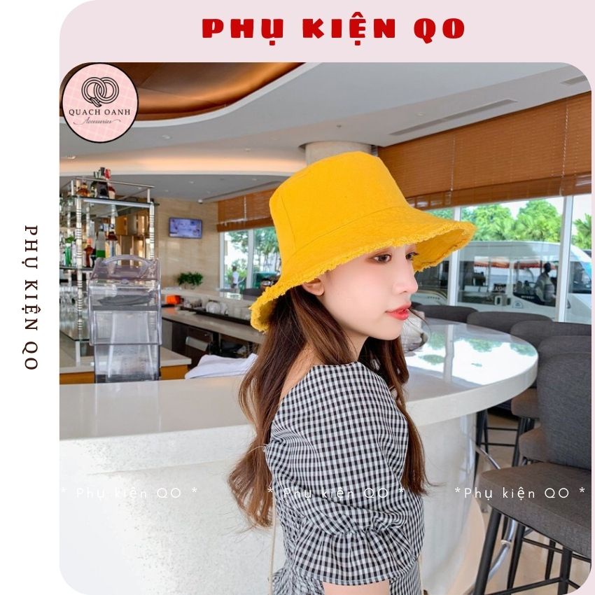 Mũ bucket tai bèo viền tua rua trơn unisex cá tính BUK14