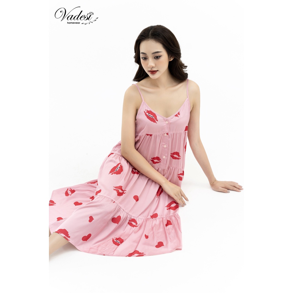 Đầm Váy Ngủ 2 Dây Babydoll thời Trang VADESI Nhiều Màu Lụa Hàn Cao Cấp Mềm Mịn Quyến Rũ Mặc 4 Mùa Thích Hợp Đi Du Lịch