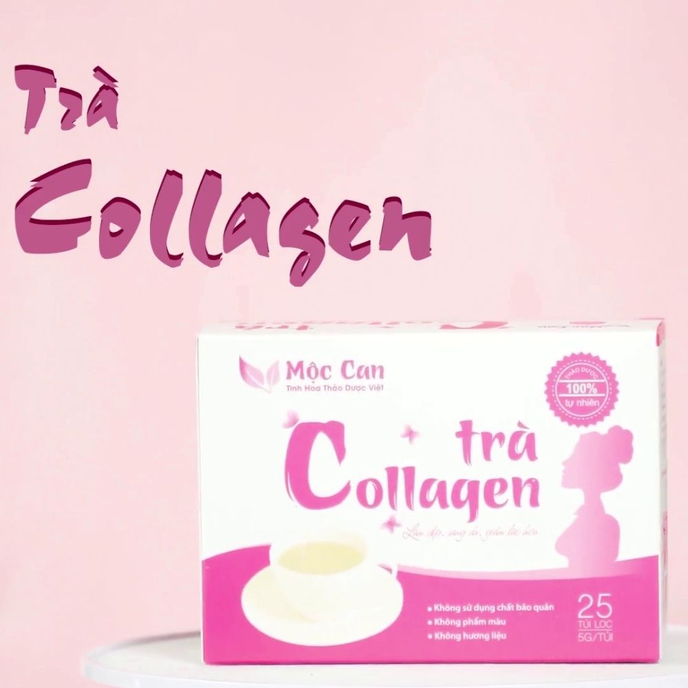 Trà Collagen trắng da mờ nám Mộc Can bổ sung collagen làm chậm quá trình lão hóa da căng mịn trắng sáng hộp 25 túi