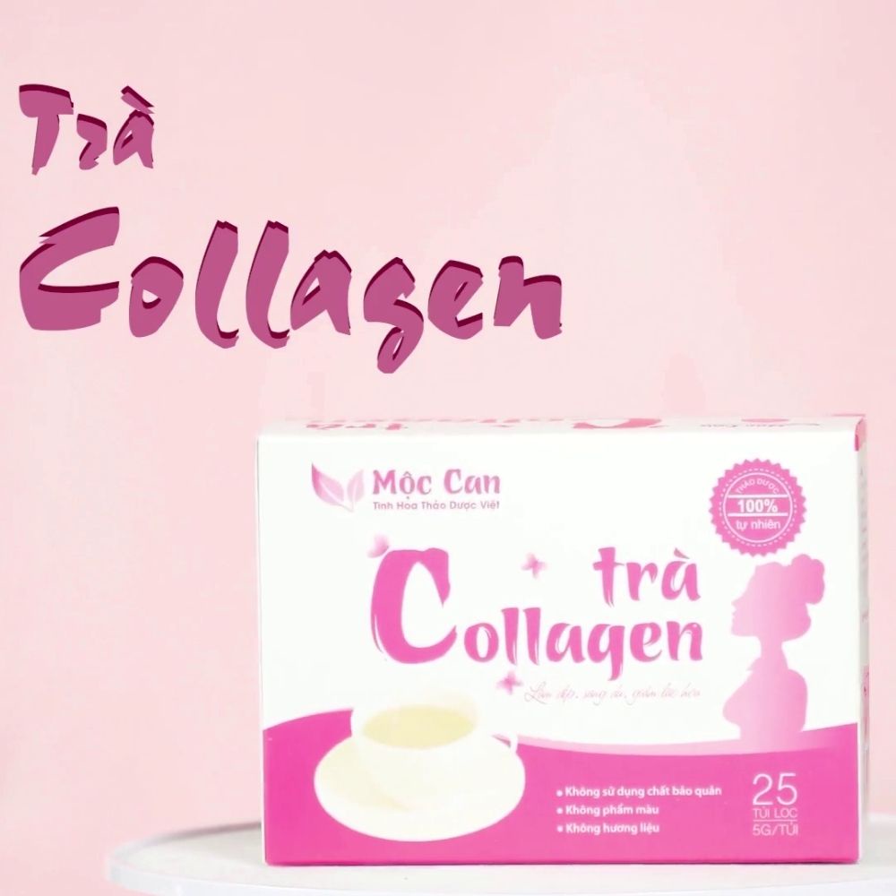 Trà Collagen uống trắng da mờ nám Mộc Can bổ sung collagen làm chậm quá trình lão hóa da căng mịn trắng sáng hộp 25 túi