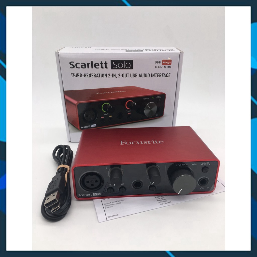 Thiết bị thu âm -kết nối nhạc cụ với máy tính Focusrite Scarlett Solo USB Audio Interface (3rd Gen) [soundcard ]