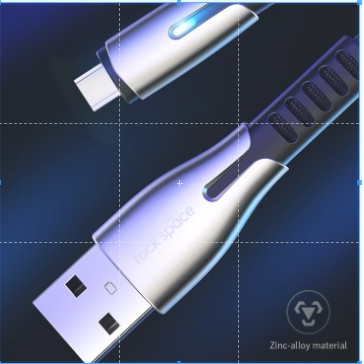 Cáp sạc và truyền dữ liệu M2 đèn LED Rocksapce 120cm cổng Micro cho điện thoại Samsung, OPPO, HUAWEI....