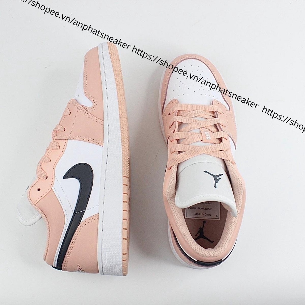 Giày Jordan nữ cổ thấp màu hồng cực xinh, Giày Jordan 1 low nữ màu hường nhạt, Sneaker bóng rổ JD1 pink bản đẹp full box | BigBuy360 - bigbuy360.vn