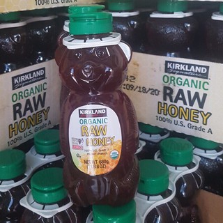 [HSD 2021] Mật ong gấu Kirkland Organic Raw Honey 680gr Mỹ, mật ong hữu cơ tinh khiết, sánh đặc