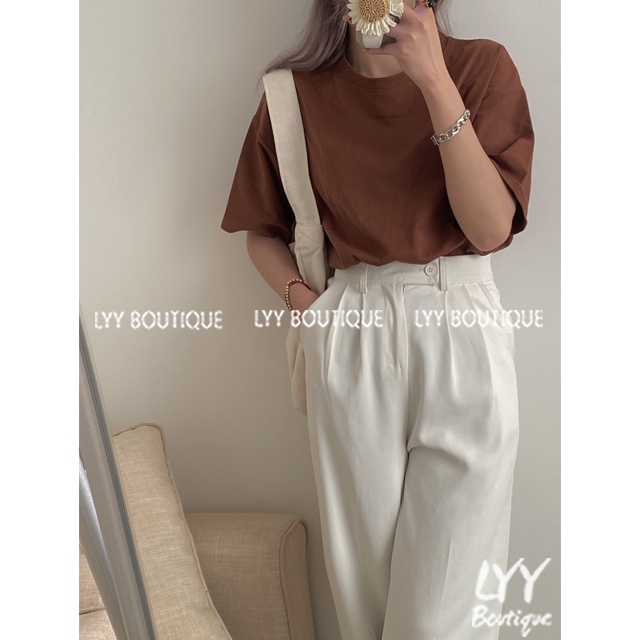 Áo phông nữ trơn cổ tròn màu VINTAGE dáng áo thun ngắn tay cotton freesize thoáng mát LYY BOUTIQUE | BigBuy360 - bigbuy360.vn