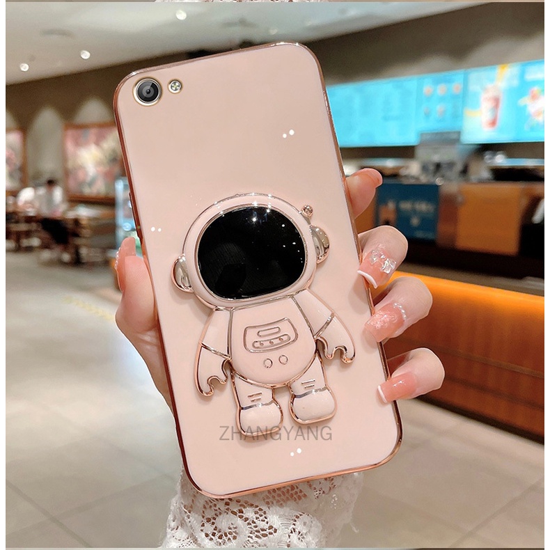 ốp lưng vivo y71 y81 y81i y83 TPU Mạ điện 3D Phi hành gia có chân đế ốp điện thoại vivo y71 y81 y81i y83