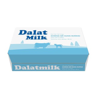 Thùng 48 hộp 180ml Sữa Tươi Thanh Trùng Dalat Milk (có đường/ít đường/không đường)