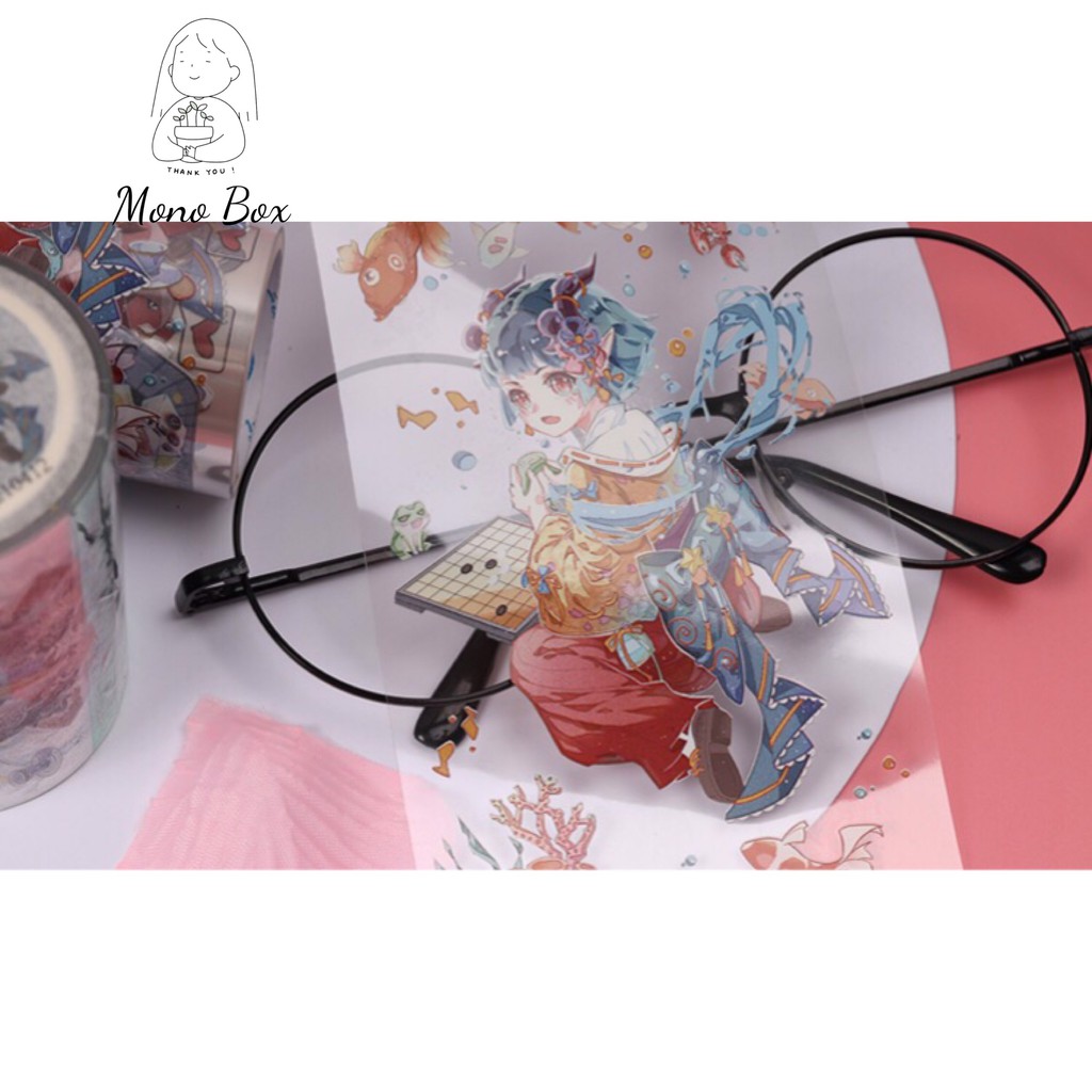 [Chiết] Washi Tape 50x7.5cm băng dính trang trí, băng keo washitape nhân vật làm tranh washi Mono_box 8270