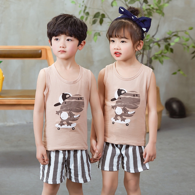 Set Áo Thun Sát Nách Và Quần Short Cotton Cho Bé