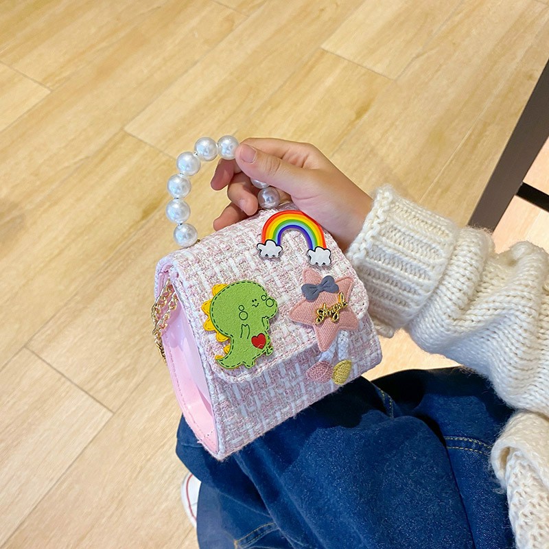 PVN22457 Túi Dạ Vuông Quai Ngọc Siêu Xinh Cho Bé T2 .