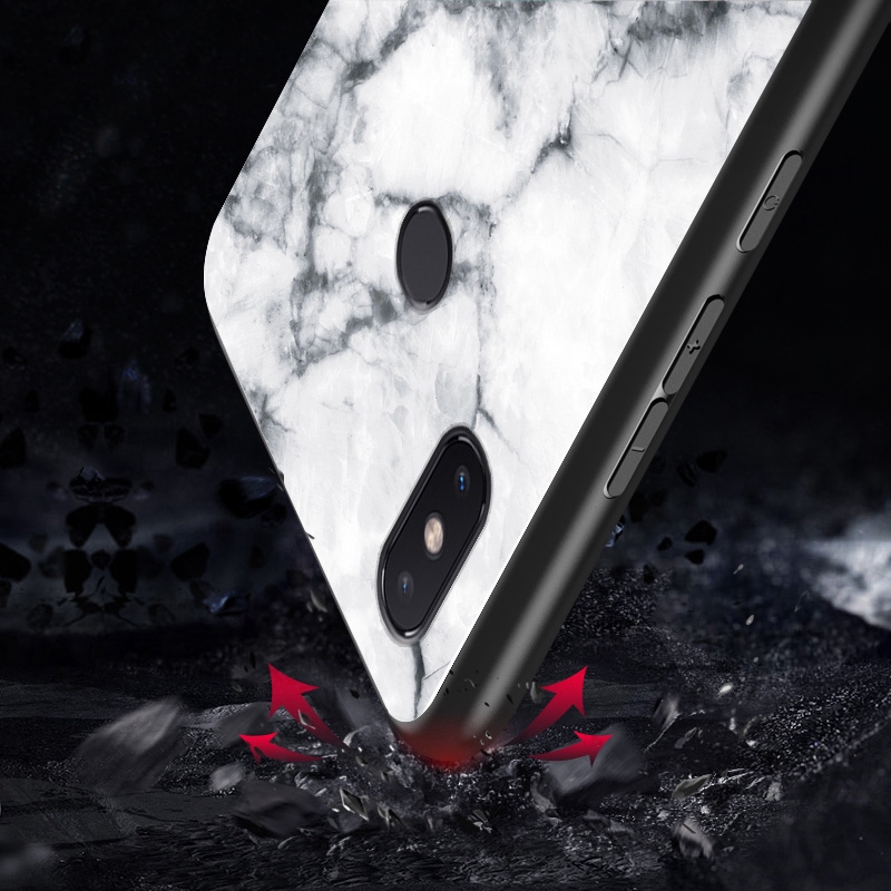 Ốp điện thoại kính cường lực họa tiết đá hoa cương sang trọng cho Xiaomi Mi 5X 6X 8 8SE 8Lite 9 9SE F1