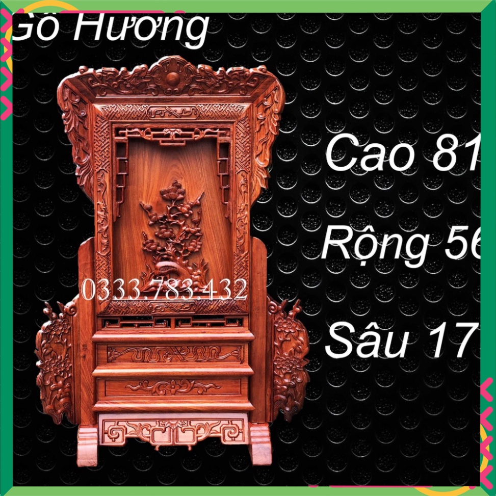 GIÁ GƯƠNG BÀN THỜ CÂY TÙNG GỖ HƯƠNG CAO 81CM
