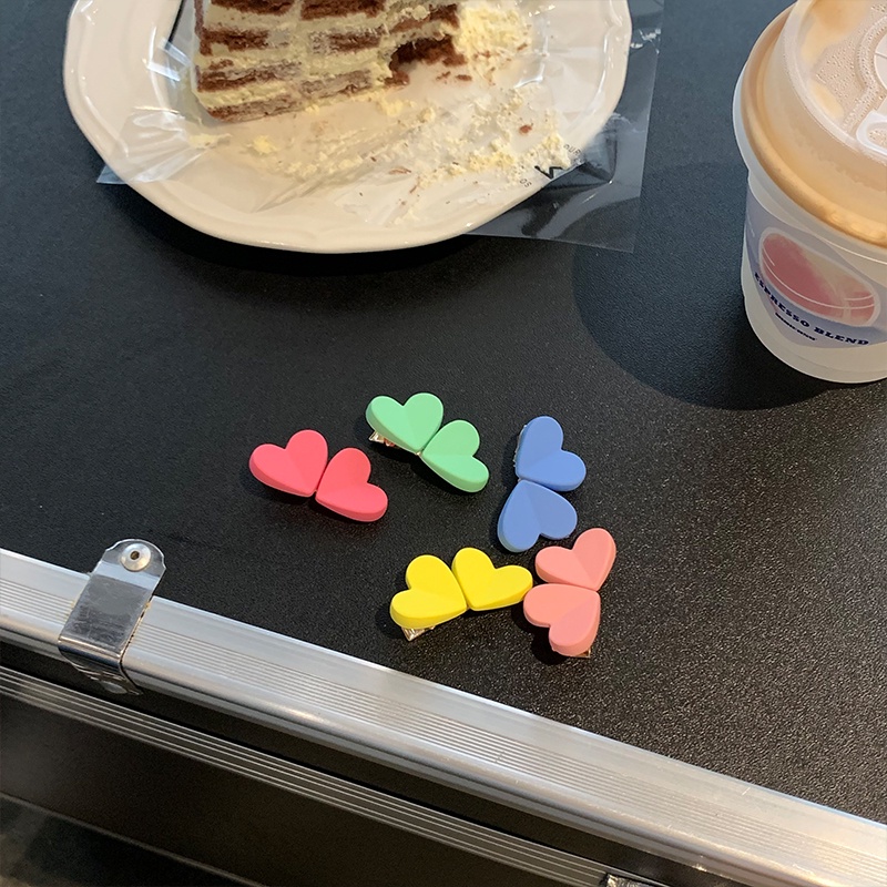 Kẹp Tóc Hình Trái Tim Nhiều Màu Sắc Ngọt Ngào Phong Cách Hàn Quốc Cho Nữ