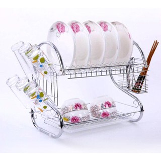 Kệ úp chén dĩa Inox 2 tầng cao cấp