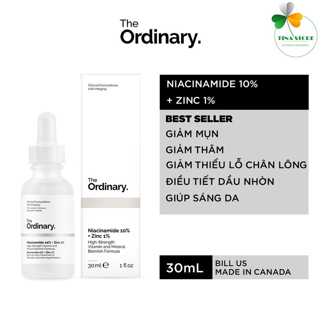 [CHÍNH HÃNG] THE ORDINARY NIACINAMI DE 30ML 10% + ZINC 1% - TINH CHẤT SERUM NGĂN NGỪA MỤN, SÁNG DA, SE KHÍT LỖ CHÂN LÔNG | BigBuy360 - bigbuy360.vn