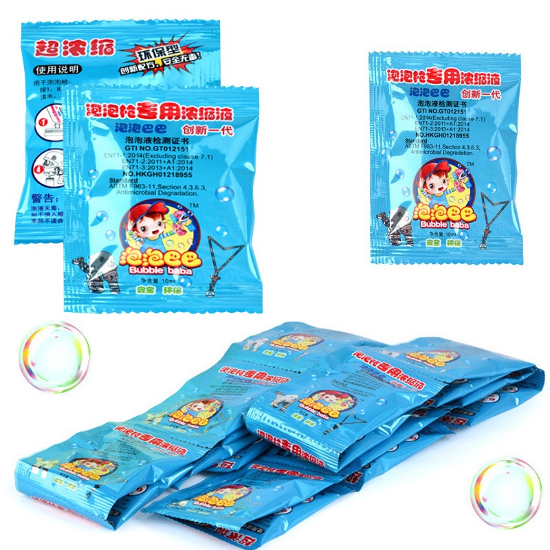 10 Gói Nước Pha Bong Bóng Xà Phòng Gói 10ml dung dịch tạo đậm đặc cho súng thổi bong bóng - LEGO3D.VN