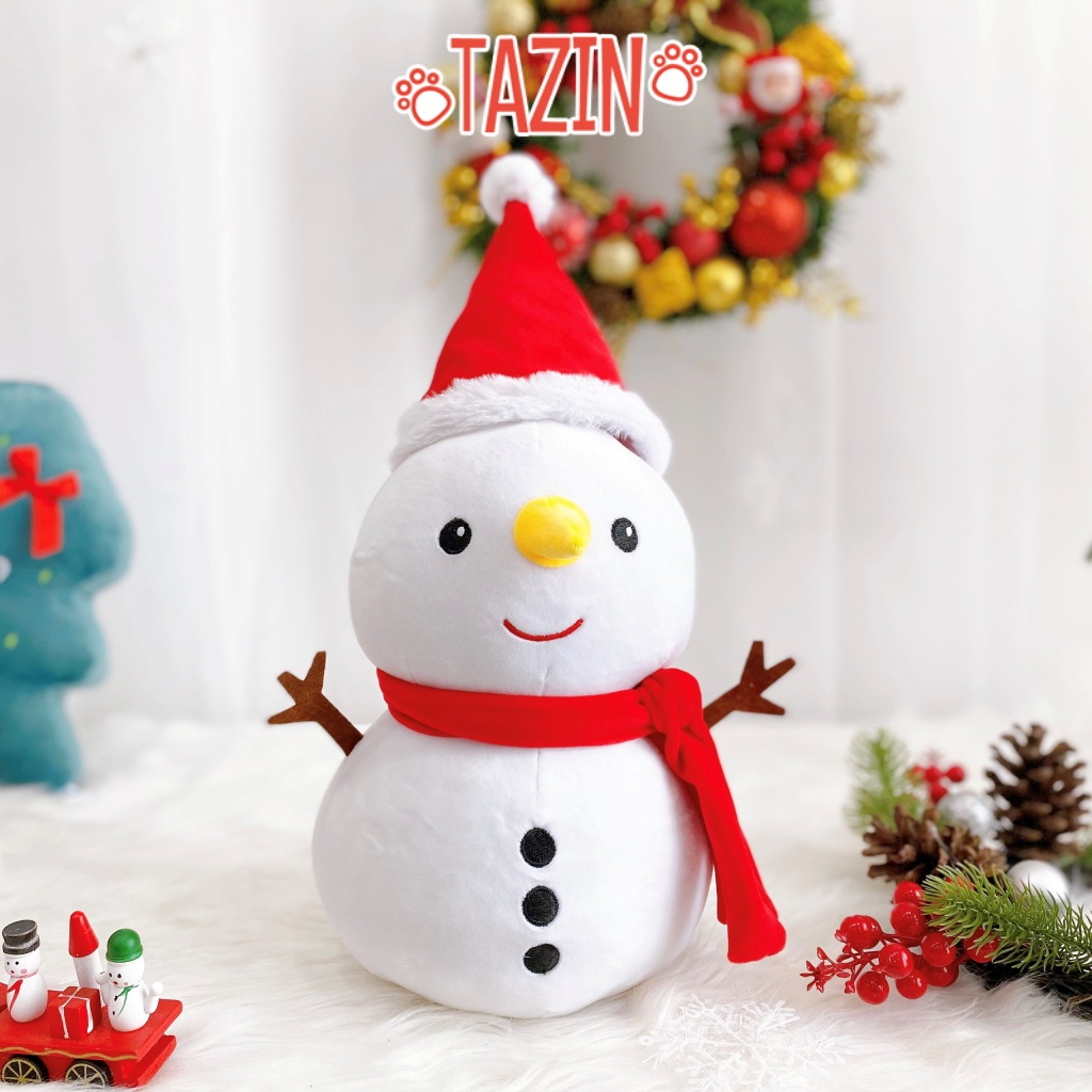 Gấu bông giáng sinh noel người tuyết, người tuyết bông giáng sinh cao cấp 20cm TAZIN