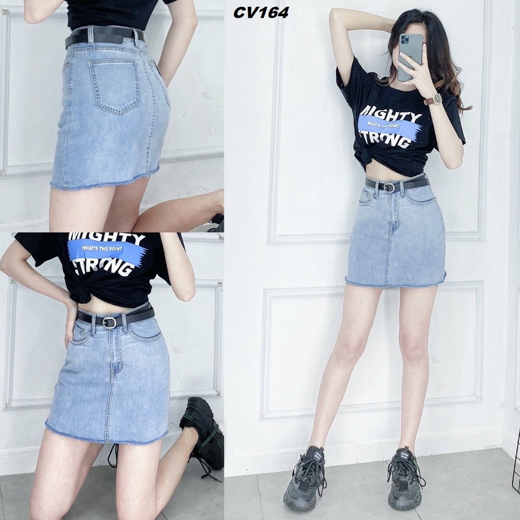 Chân váy jeans co giãn có quần liền trong CV164