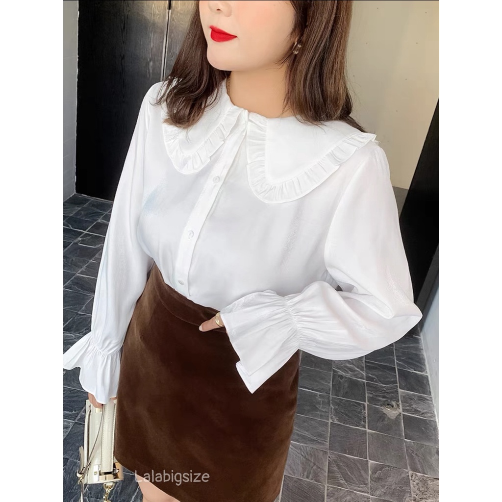Áo sơ mi nữ BIGSIZE (55-85kg) cổ bèo tay bồng SMA02 - [LALA Bigsize] | BigBuy360 - bigbuy360.vn