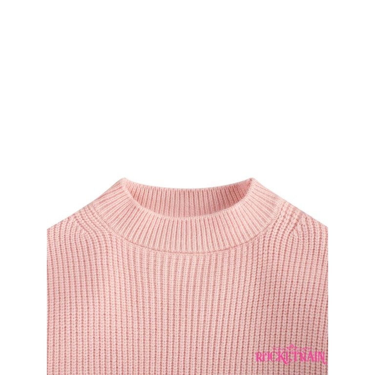 ✫Yy.❈Áo Sweater chui đầu tay dài cổ thấp màu trơn họa tiết kẻ sọc dễ thương cho bé