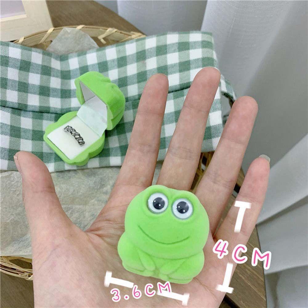 ANEMONE Hộp Đựng Trang Sức Hình Chú Ếch Bằng Nhung Sáng Tạo