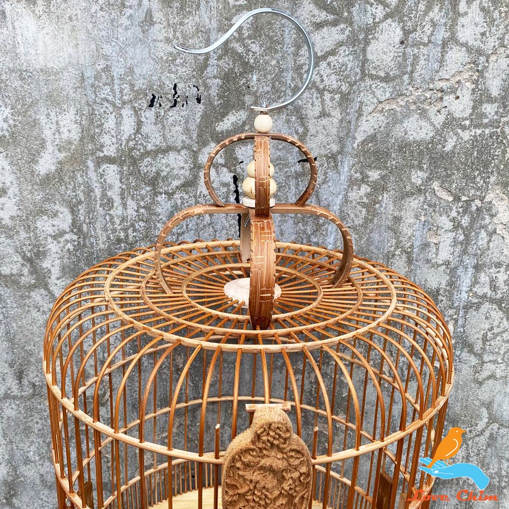 Lồng chim Họa Mi đục đẹp, Lồng chim Mi chất liệu trúc già đục họa tiết sắc nét, Lồng Họa Mi LOVECHIM