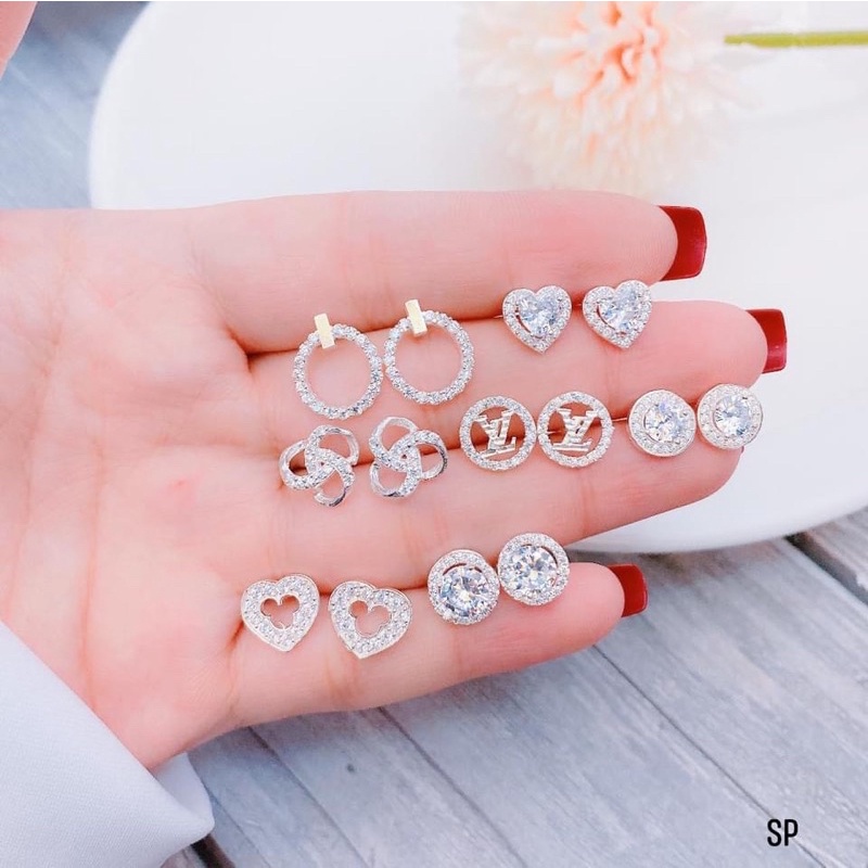 Bông tai bạc nữ,khuyên tai đồng giá 85k 1 đôi, mẫu mã đa dạng xinh xắn, tha hồ ngắm-Bạc Ngọc Anh