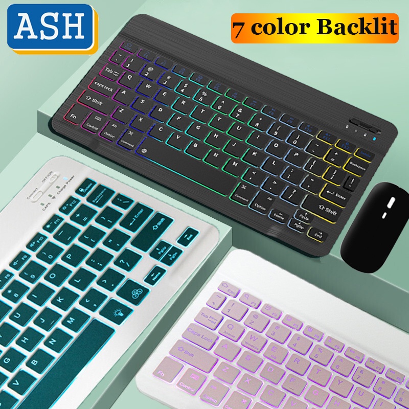 Bộ Bàn Phím Và Chuột Không Dây 10 Inch RGB Cho Samsung Galaxy Tab A8 10.5 A7 10.4 S8 Plus S7 FE S6 Lite S5e S4 S3 S2 A 10.1