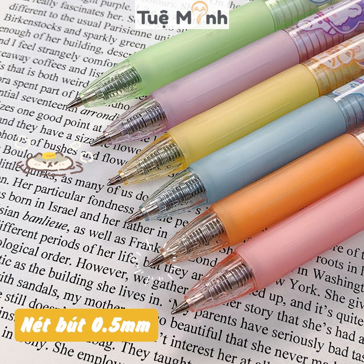 Bút gel bấm cài kim loại mực đen 0.5mm hoạt hình B36 xinh xắn