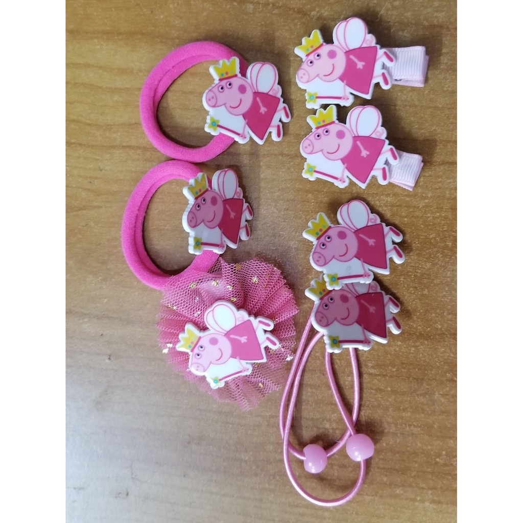 Bộ 7 món buộc tóc và kẹp tóc elsa,peppa bé gái