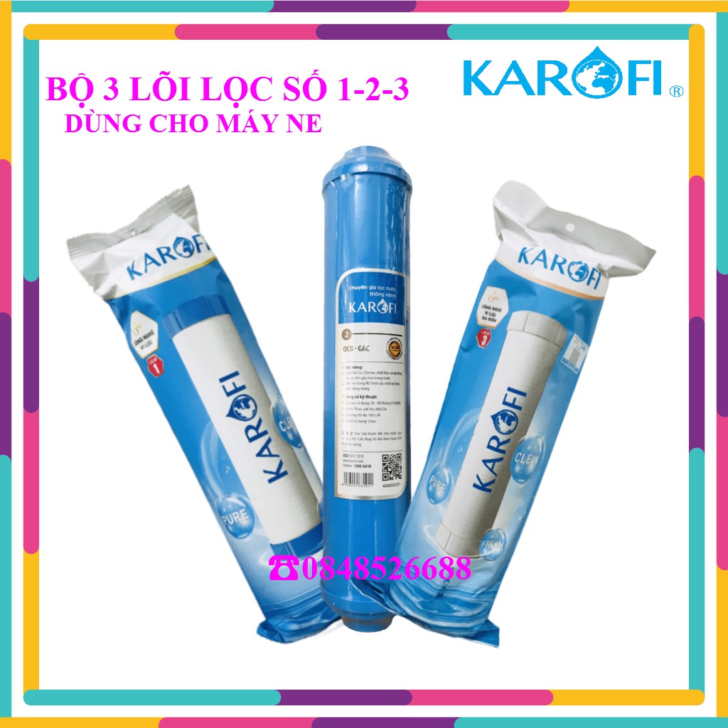 [❤️CHUẨN CHÍNH HÃNG❤️]  Bộ 3 lõi lọc 123 Karofi- Lõi số 2 OCB-GAC (Dùng cho máy N-e118, N-e119/U, N-e239, N7RO, E8RO...)