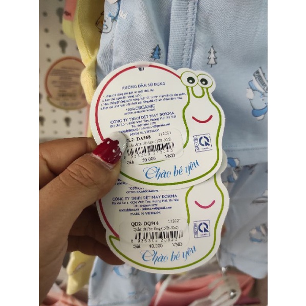 Bộ sơ sinh dài tay cài lệch Dokma size NB-3m