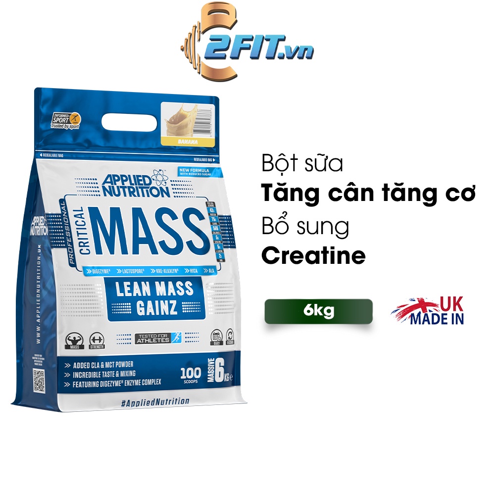SỮA TĂNG CÂN TĂNG CƠ APPLIED NUTRITION CRITICAL MASS 6KG 40 LẦN DÙNG