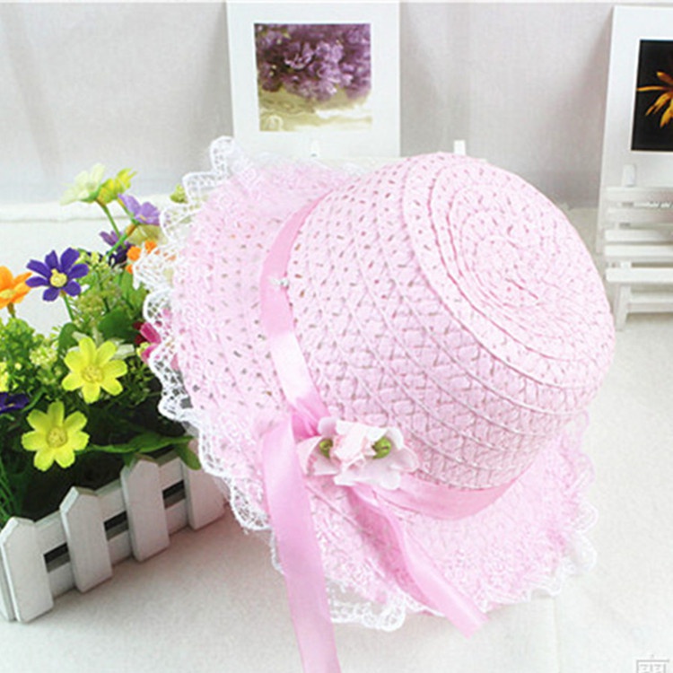 Nón Cối Phối Ren Chống Nắng Thời Trang Mùa Hè Cho Bé Gái