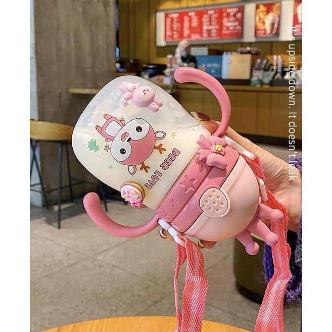 Bình tập uống nước cho bé, Bình nước cho bé có van chống sặc cao cấp 250ml, 370 ml bằng nhựa PP chịu nhiệt tốt an toàn